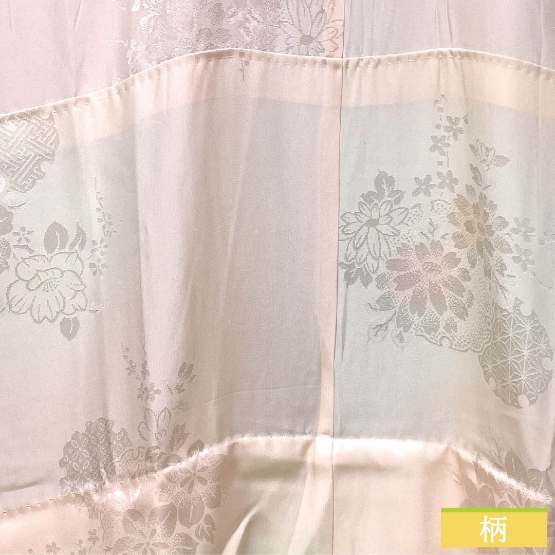 長襦袢 正絹 Aランク 身丈119cm 裄丈61cm 単衣 花 刺繡衿付き 身上げ有り ピンク系 1129000833113