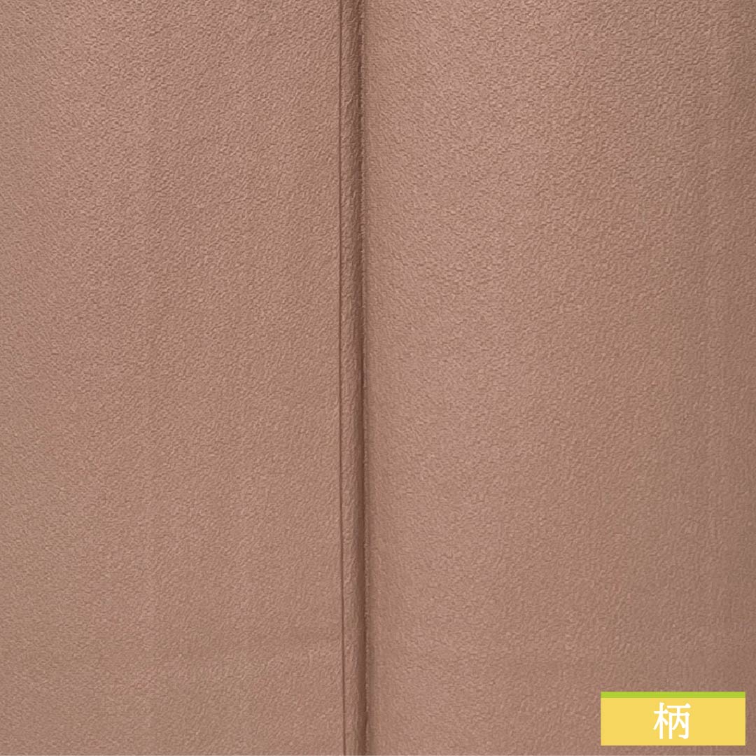 Solid-colored silk kimono, S-rank, length 151cm, sleeve length 58cm, mizugaki-iro (water persimmon color), single crest, circle with pine bark diamond pattern, lined, brown, Mizutani Chirimen, product code: 1114002472214