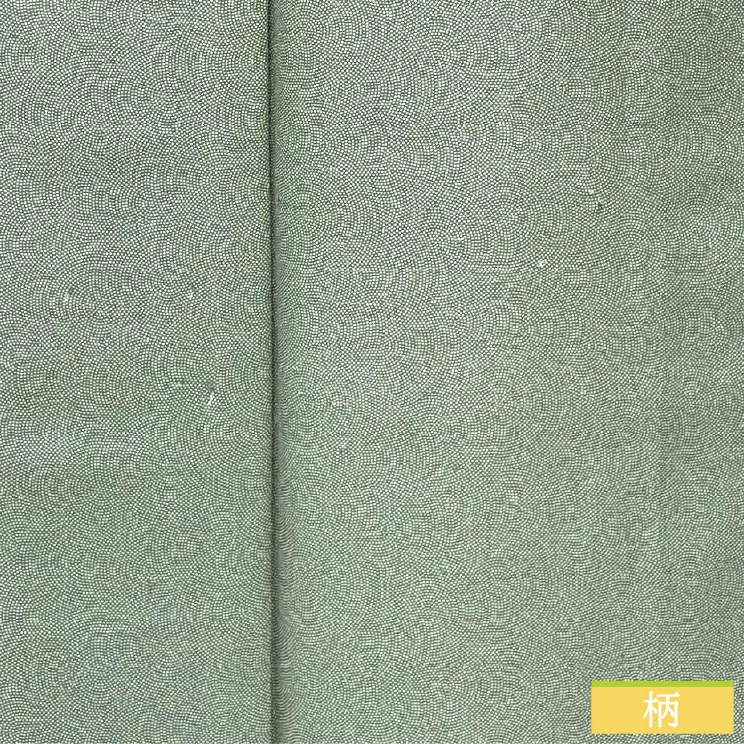 小紋 正絹 Sランク 身丈158cm 裄丈65.5cm 袷 龍泉青瓷釉色（ロンチュエンチンツーユースーいろ） 一つ紋 木瓜 鮫柄 型染 緑系 1115006712319