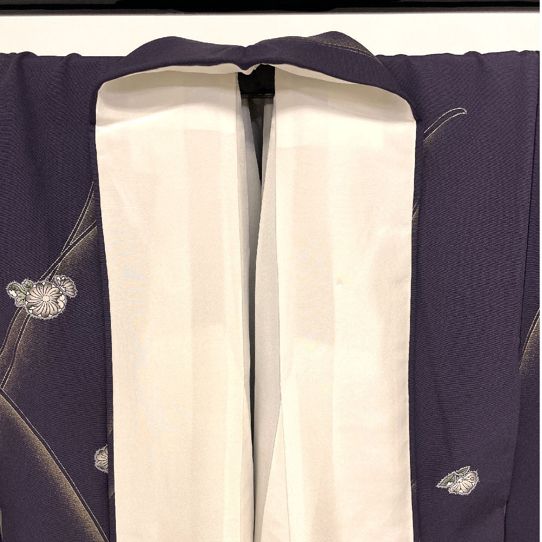 Komon, Length 164.5cm, Sleeve length 66cm, Lined, Flower pattern, Pure silk, S rank, Purple, 1115001162320