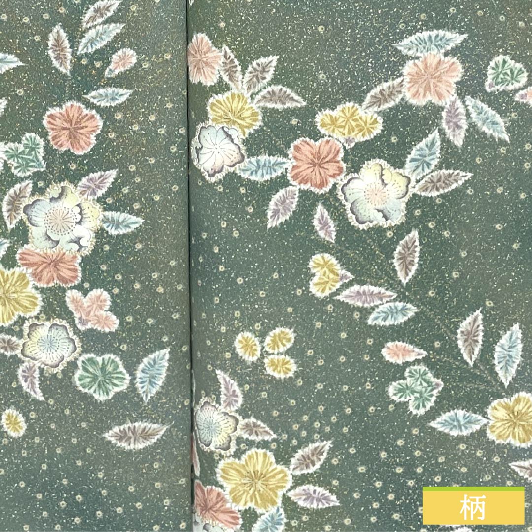 小紋 ポリエステル Sランク 身丈163.5cm 裄丈65cm 袷 裏葉色（うらはいろ） 京友禅 辻ヶ花 緑系 1115006822419