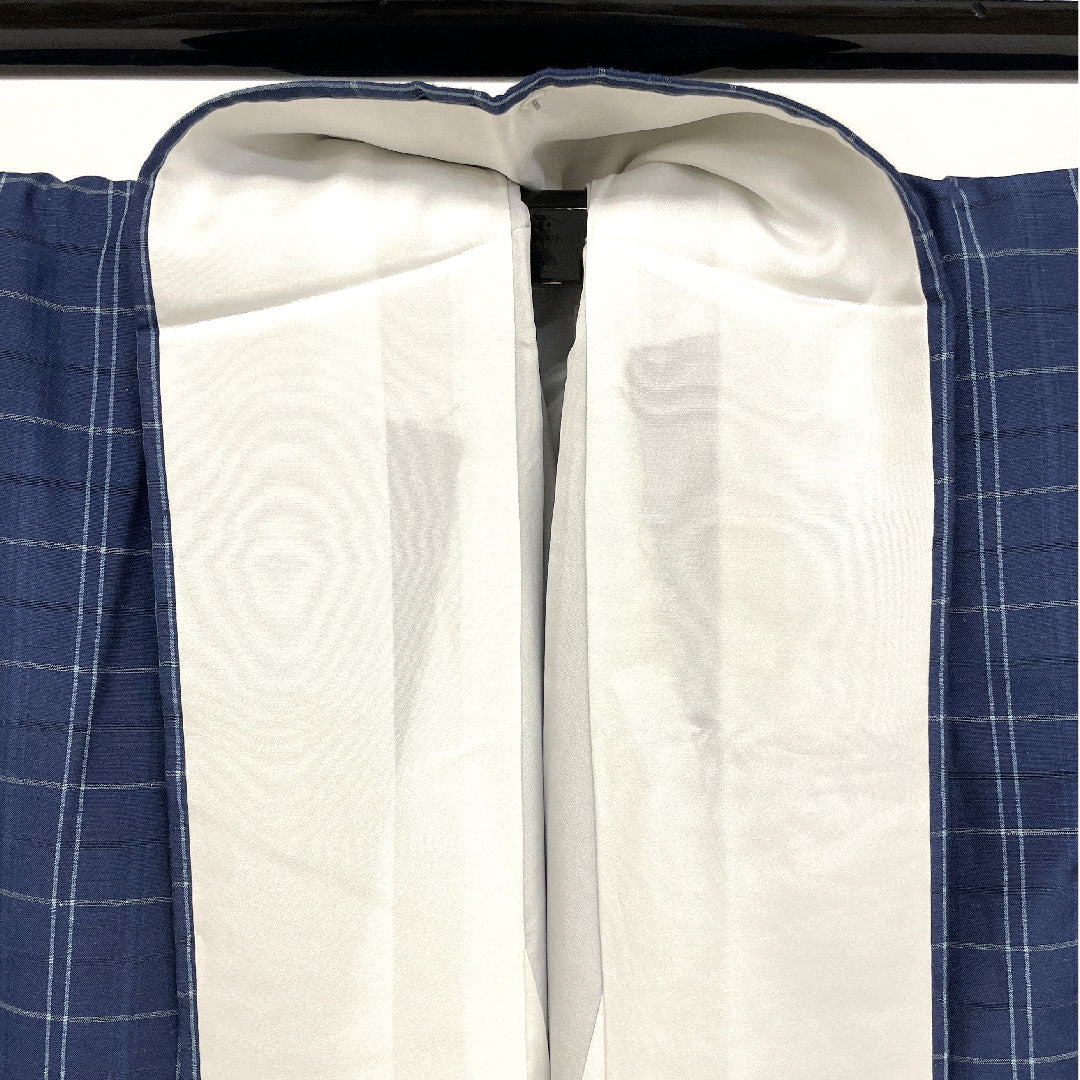 紬 身丈155cm 裄丈63.5cm 格子 正絹 Sランク 袷 紺系 1116001492318