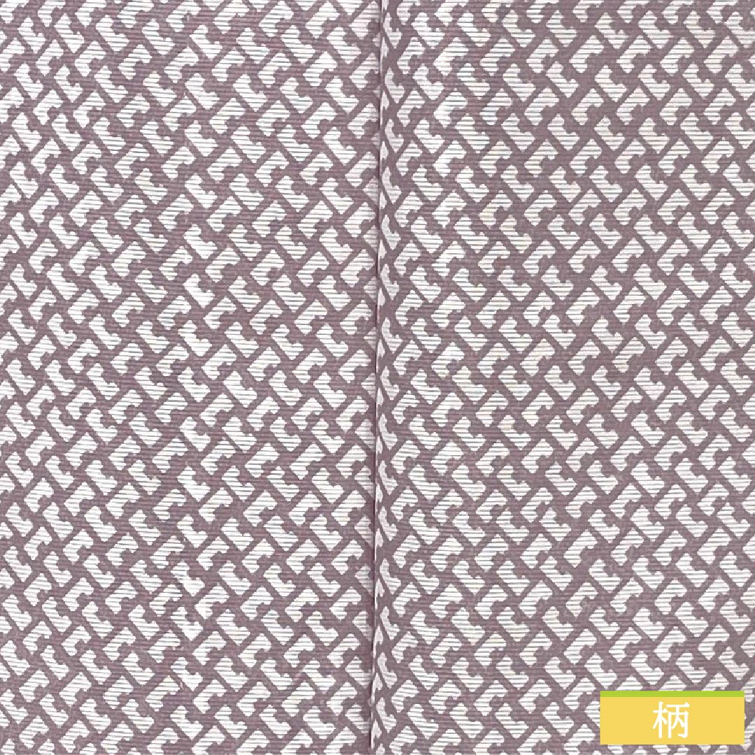 夏物 ポリエステル 小紋 身丈148.5cm 裄丈61cm 半色（はしたいろ） 抽象模様 洗える着物 絽 Aランク 紫系 1132002513120