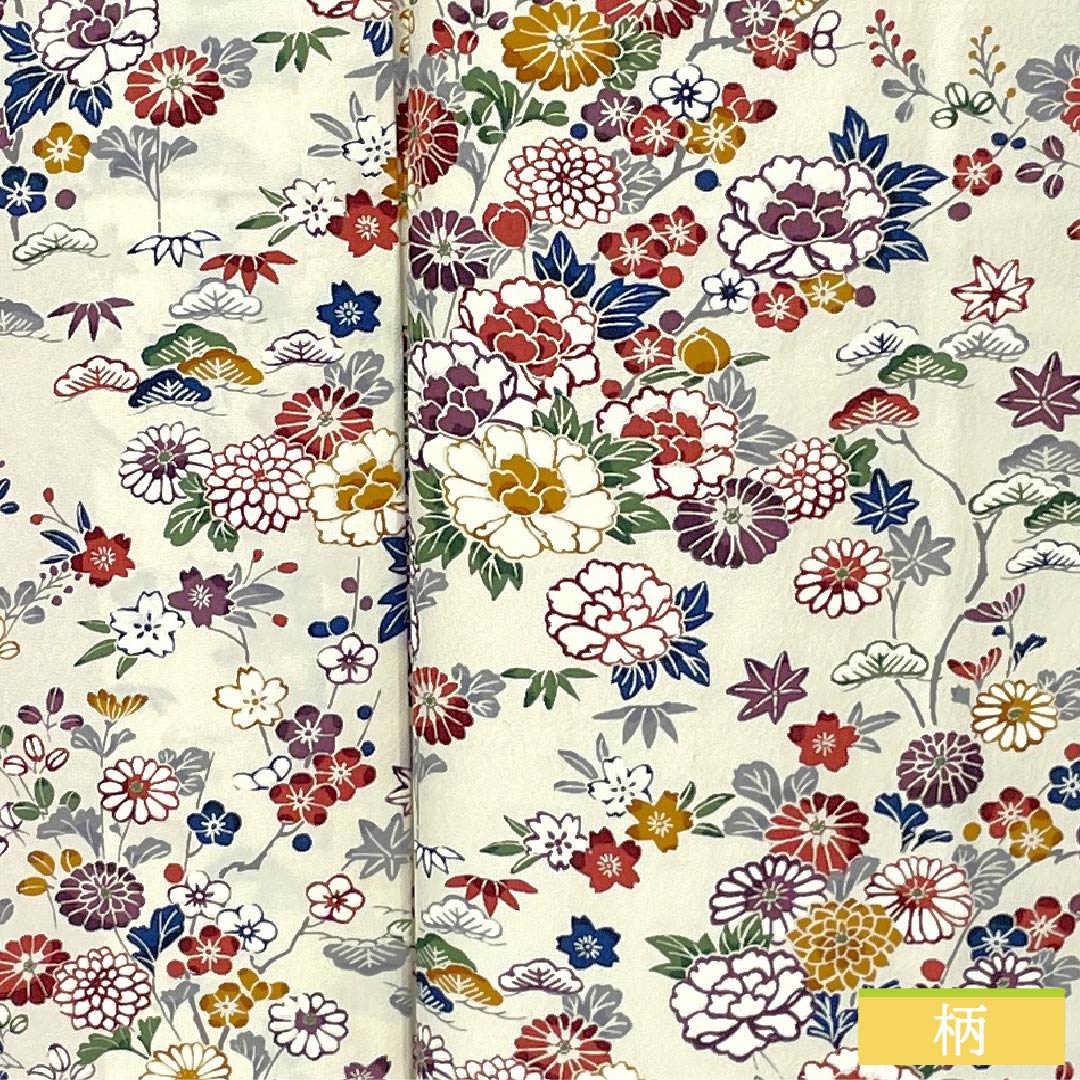 小紋 正絹 Sランク 身丈165.5cm 裄丈65cm 袷 生成り色（きなりいろ） 京友禅 草木 花 白系 1115007052511