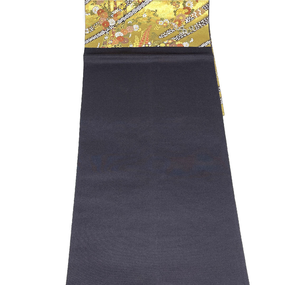 Fukuro Obi Wisteria and Chrysanthemum Length 446cm Pure Silk S Rank Six-way Formal Gold 1123004432321