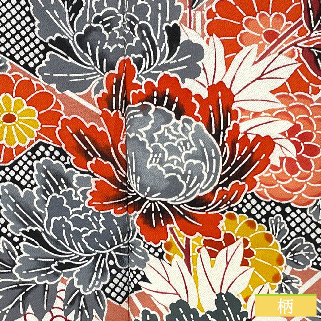 振袖 正絹 Sランク 身丈165.5cm 裄丈67cm 袷 中紅色（なかべにいろ） 京紅型 吉祥文様 ちりめん地 ピンク系 1113002472513