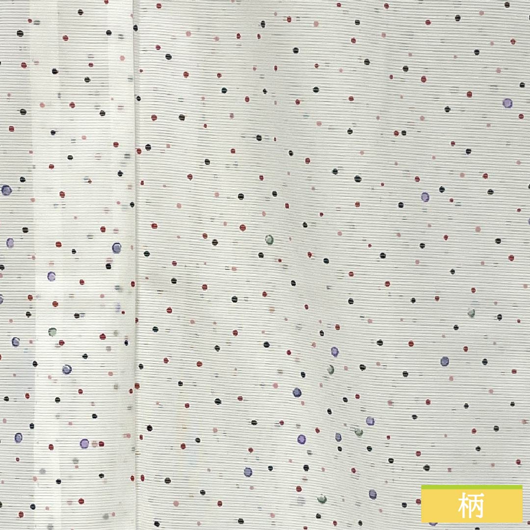 夏物 ポリエステル 小紋 身丈168cm 裄丈66cm ドット柄 洗える着物 絽 Aランク 白系 1132002263511