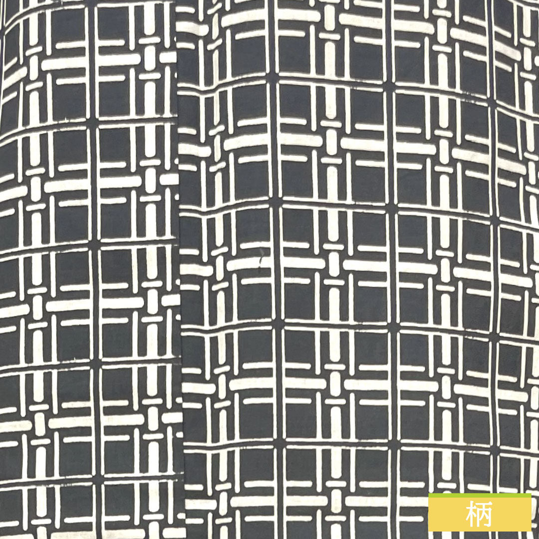 Yukata Cotton Length 148cm Sleeve length 71cm S rank Single layer Gray Ink color (sumiiro) Men's Check pattern 1118005102422