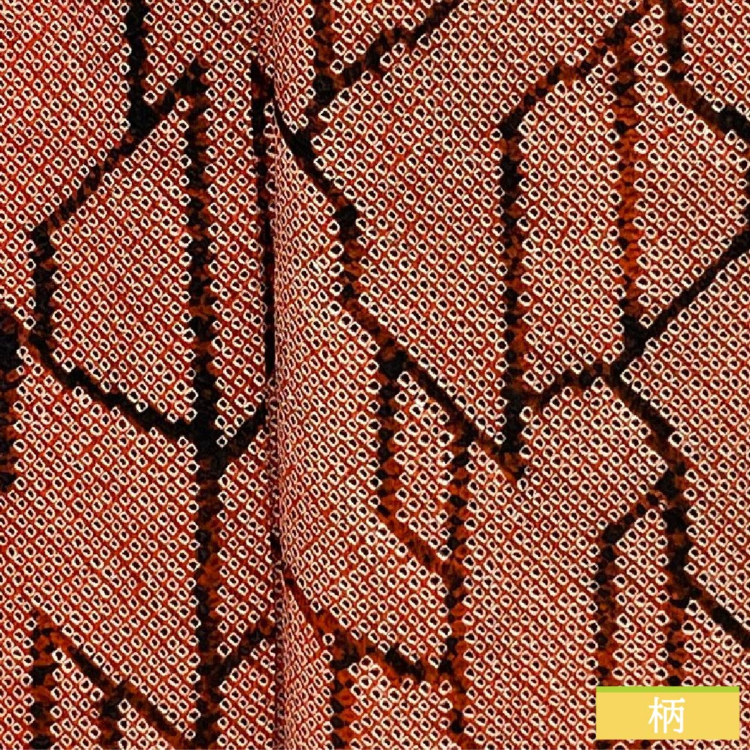 小紋 正絹 Aランク 身丈156cm 裄丈63cm 袷 赤色（あかいろ） 絞り 幾何学模様 赤系 1115006483312