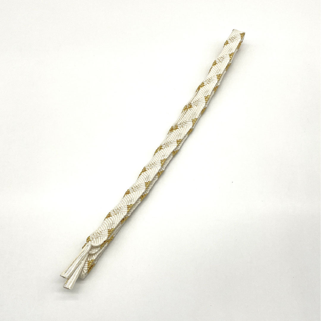 （新古品） 帯締め・帯揚げセット 正絹 Sランク 結婚式 披露宴 扇付き 長さ約152cm 幅約1.5cm 留袖用 白系 1141000042311