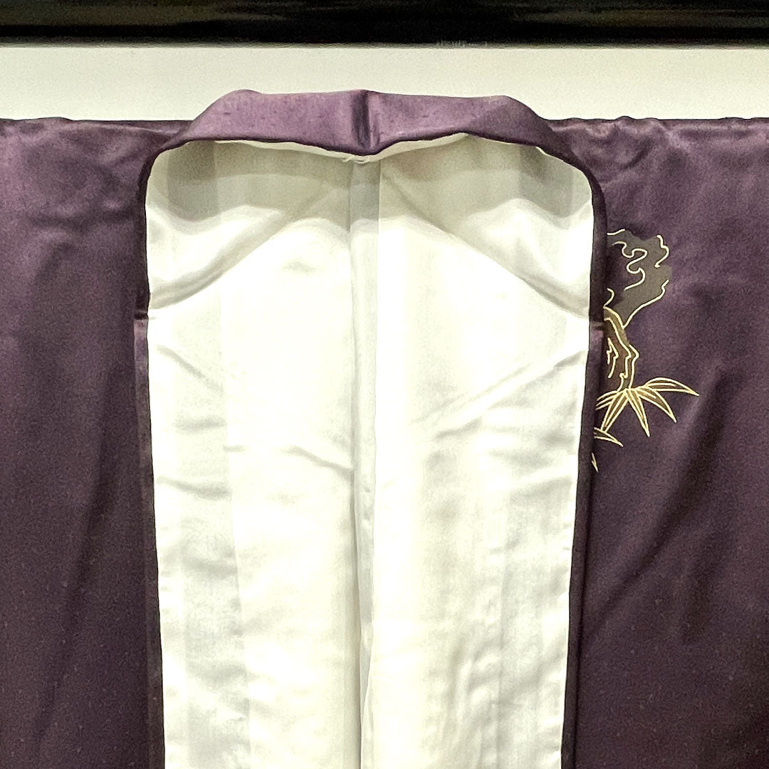 訪問着 袷 身丈160.5cm 裄丈65cm しつけ糸付き 深紫色 京友禅 草花模様 正絹 Aランク 紫系 1112002413420