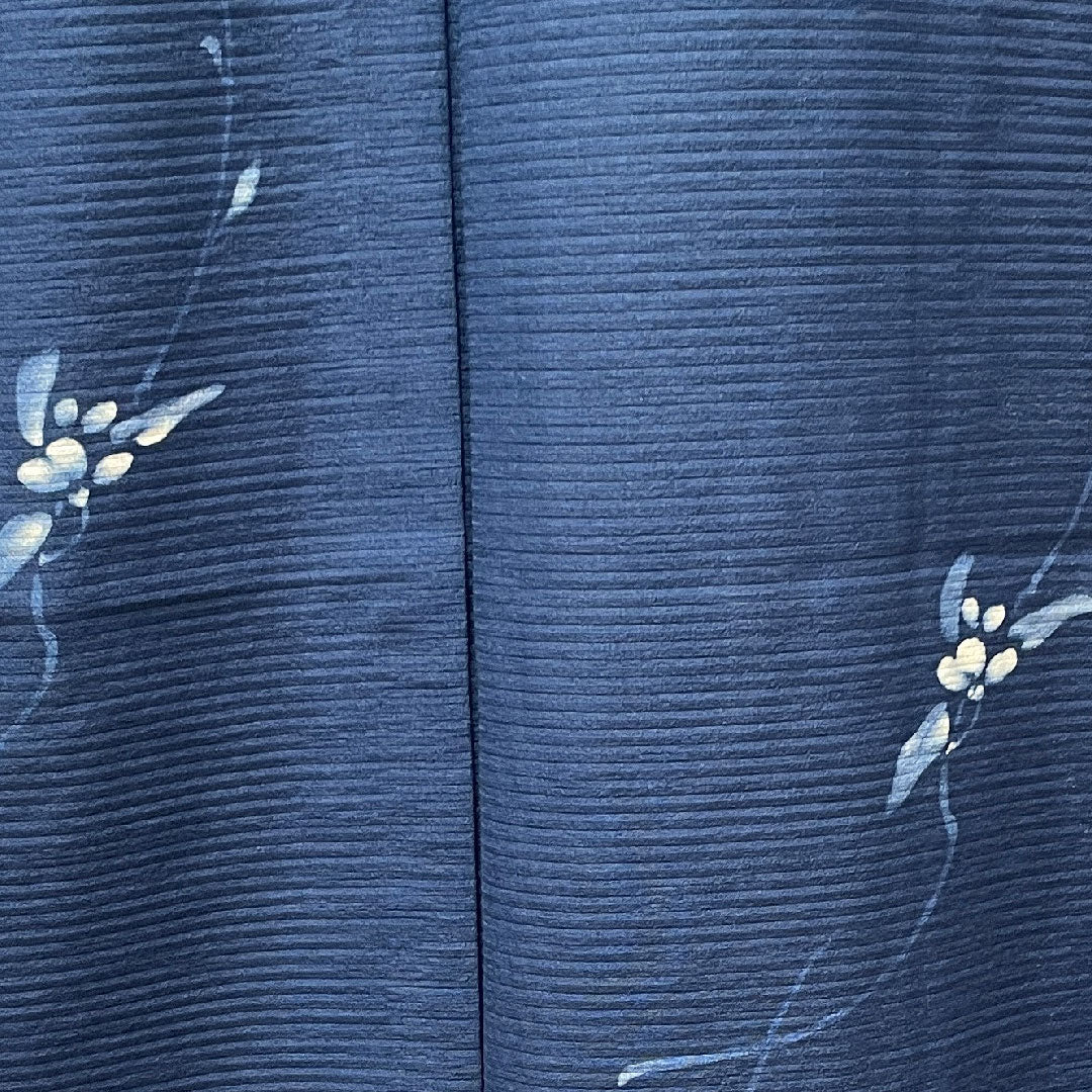 夏物 正絹 小紋 身丈166cm 裄丈66.5cm 鉄葡萄色（てつぶどういろ） 抽象模様  絽 Sランク 紺系 1132000662518