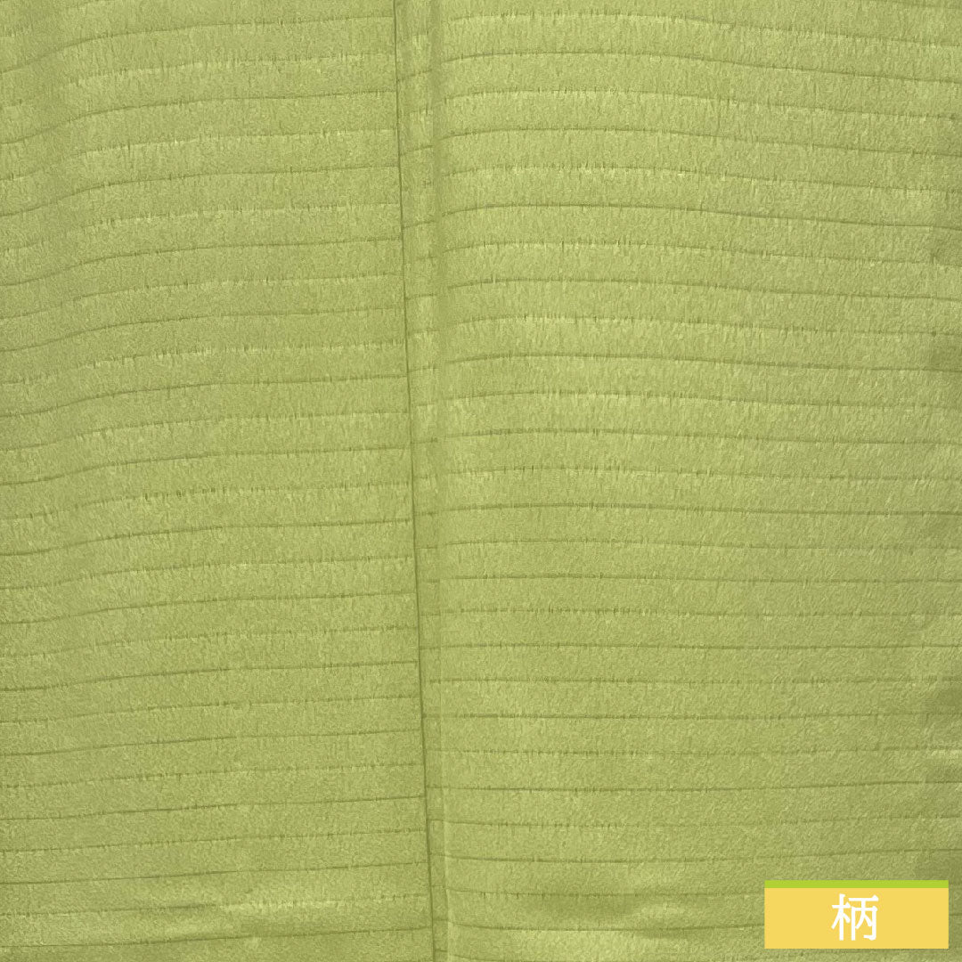 色無地 ポリエステル 身丈164cm 裄丈68cm 柳茶色（やなぎちゃいろ） 洗える着物 一つ紋 絽 Sランク 緑系 1114001312419