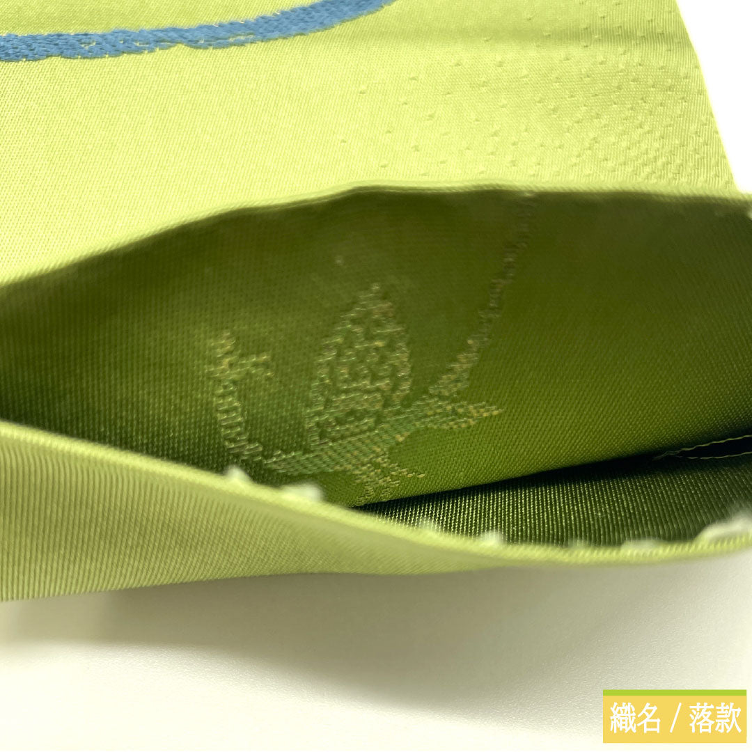 袋帯 正絹 Aランク 柳茶色（やなぎちゃいろ） 西陣織 白綾苑大庭 抽象模様 帯丈434cm 六通 カジュアル 緑系 1123016593319