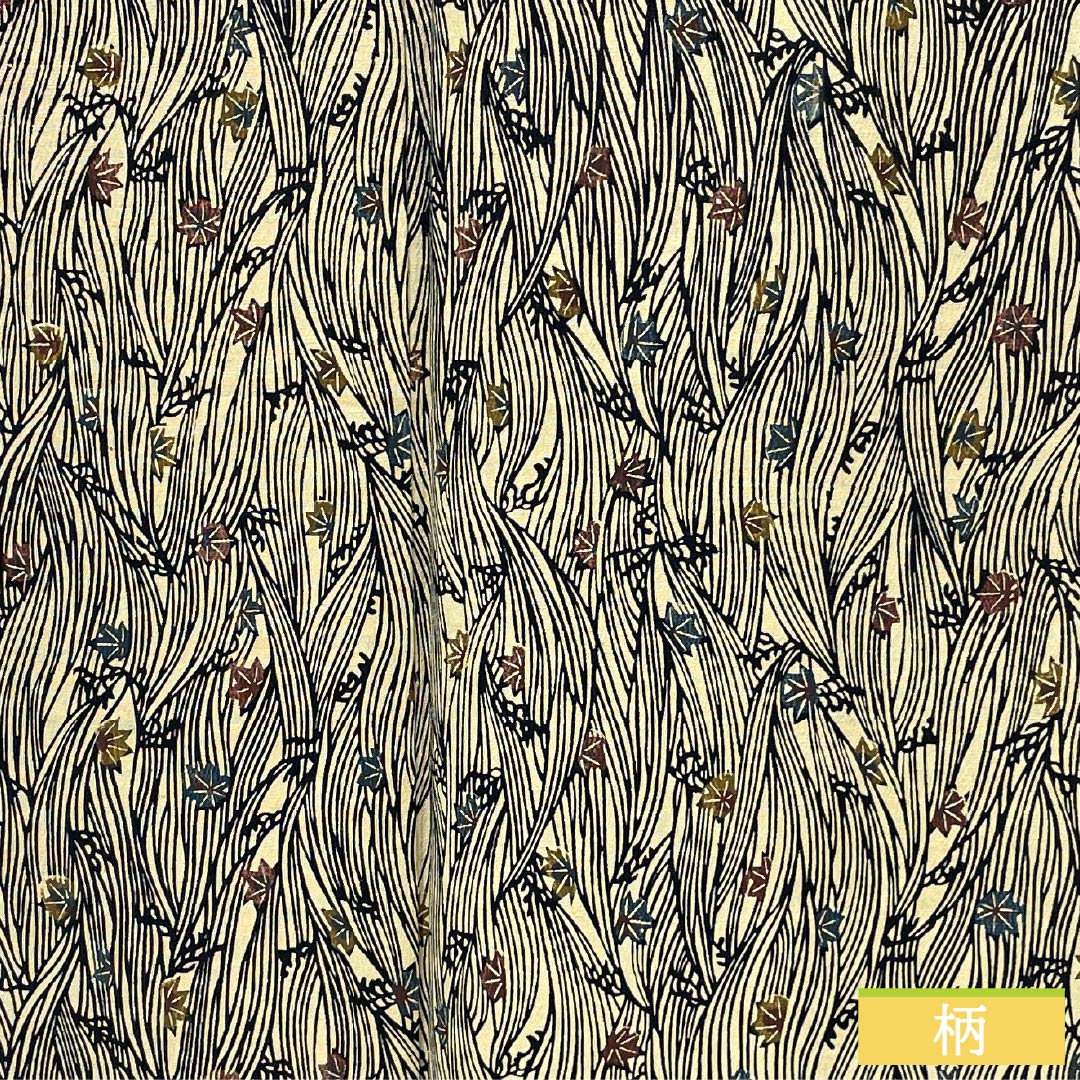 Komon (small pattern) silk, S rank, length 165cm, sleeve length 66.5cm, lined, gyoshikou-iro (fish roe yellow) pattern, stencil dyeing, curved leaves, yellowish tones, product number 1115007322523