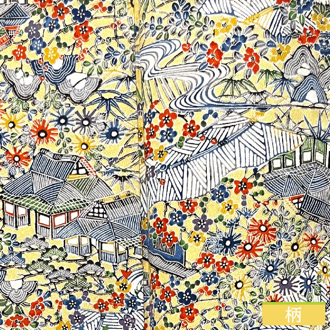 小紋 正絹 身丈158.5cm 裄丈62.5cm 袷  麹色 型染 茶屋辻 しつけ糸付き 未使用品  Sランク 黄系 1115003792323