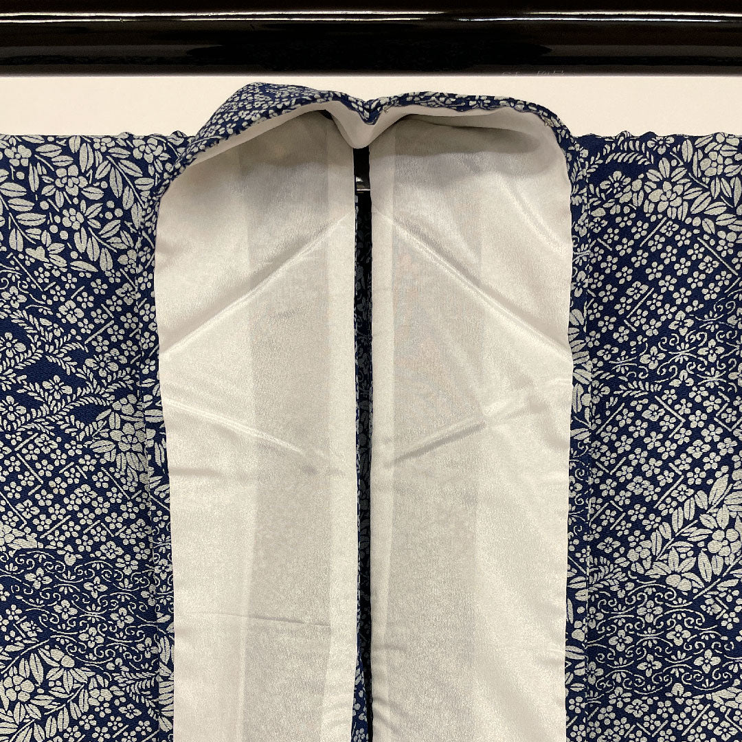 Komon, Length 162.5cm, Sleeve length 64cm, Single layer, Floral pattern, Pure silk, S rank, Navy blue, 1115000162318