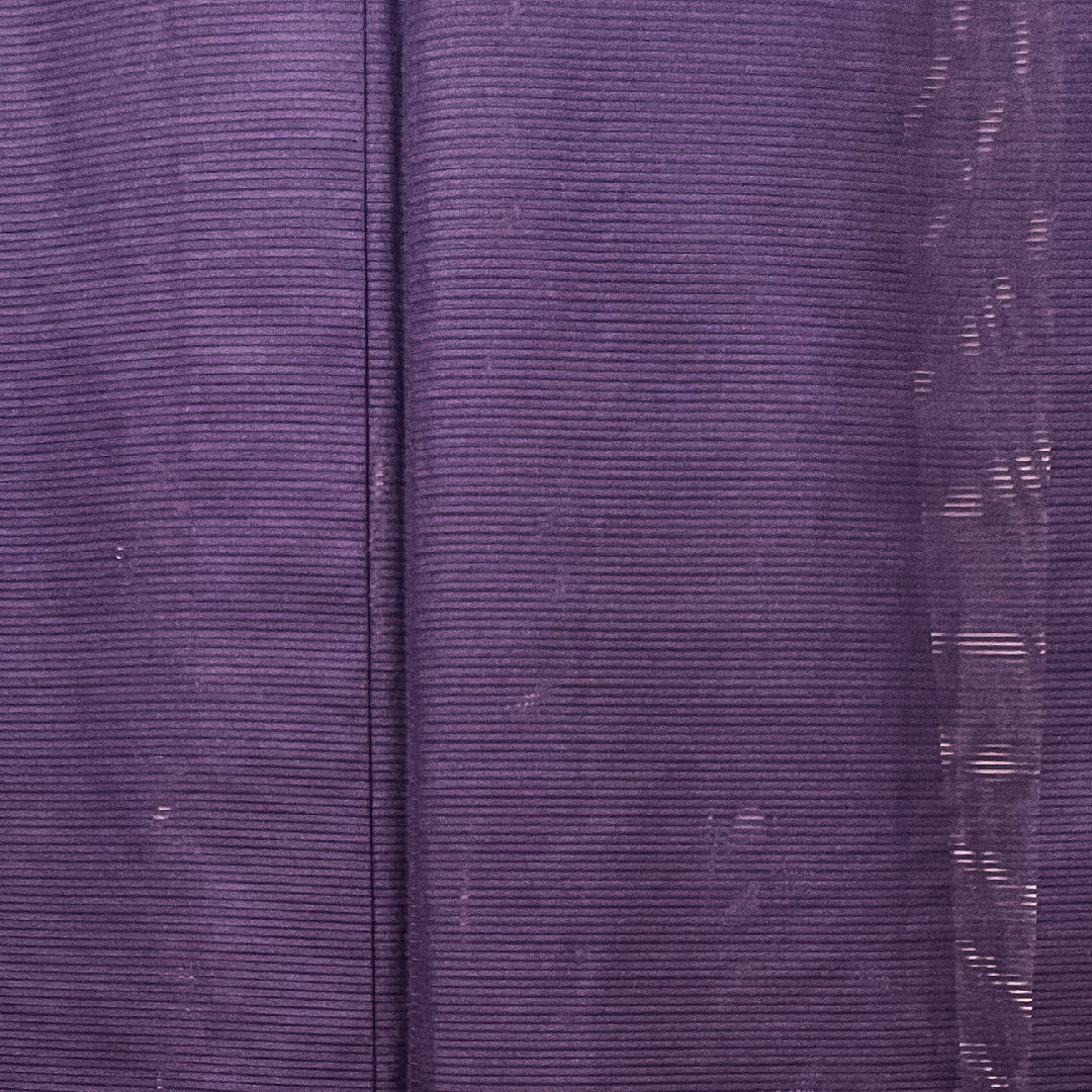 夏物 ポリエステル 色無地 身丈165cm 裄丈63cm 茄子紺色（なすこんいろ） 素無地 洗える着物 左三階松 絽 Sランク 紫系 1132001682520
