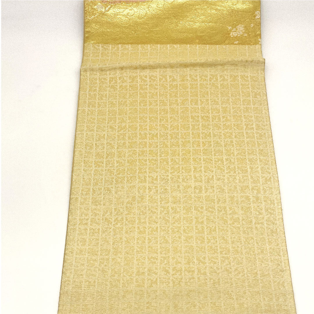 （未仕立）袋帯 吉祥文様 鳥 留袖 帯丈432cm 正絹 NEWランク 六通 フォーマル 金系 1123002441321