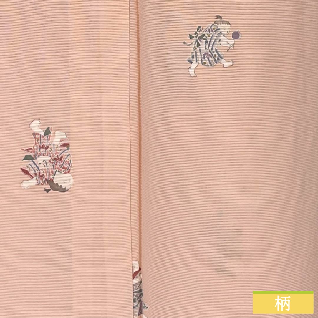 リサイクル着物】夏物 正絹 小紋 Sランク 身丈160.5cm 裄丈63cm 乙女色