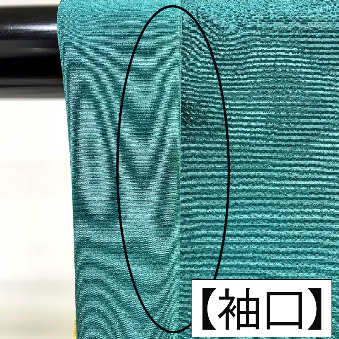 色無地 正絹 Aランク 身丈171.5cm 裄丈67.5cm 蒼黒色（そうこくいろ） ちりめん地 素無地 袷 緑系 1114003033619