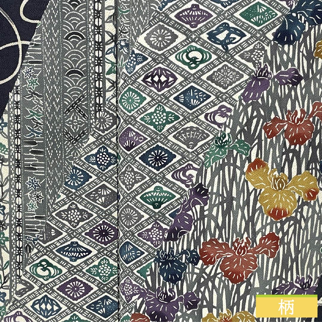 訪問着 正絹 Bランク 袷 身丈157cm 裄丈65cm 燻銀色（いぶしぎんいろ） 江戸紅型 五味桂子 作家物 グレー系 1112007054322