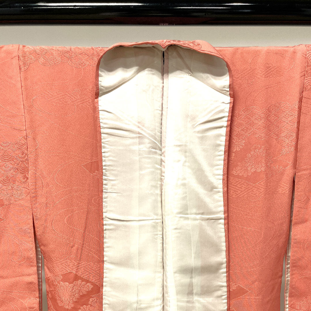 色無地 長春色 吉祥文様  身丈160cm 裄丈63.5cm 袷  正絹 Sランク ピンク系 1114000612413