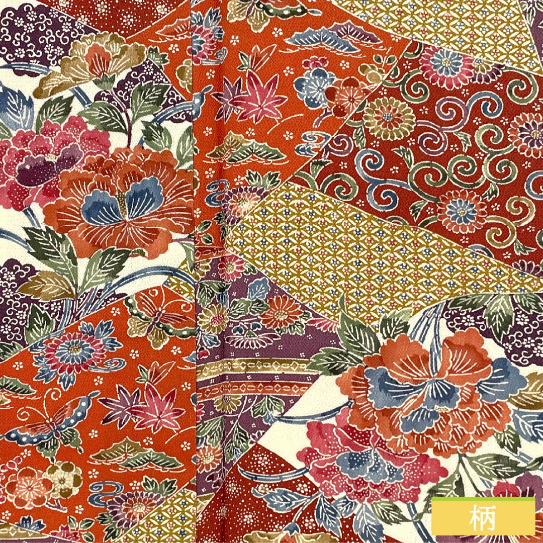 小紋 正絹 Sランク 身丈163cm 裄丈67cm 袷 京紅型 割付文様 紅型調 草花  グラデーション系 1115007342499