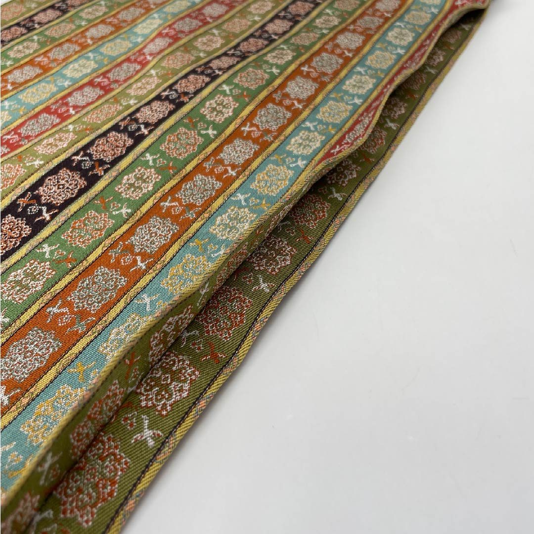 Nagoya obi, pure silk, Tatsumura Art Textiles, Karahana double bird long spotted brocade pattern, obi length 350cm, S rank, full length, semi-formal, gradation style, 1124007142399, open tailoring