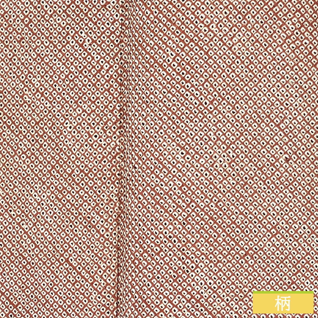 小紋 正絹 身丈155cm 裄丈63cm 袷 積紅色（せきこういろ） 総絞り 疋田絞り Aランク 紫系 1115004643320