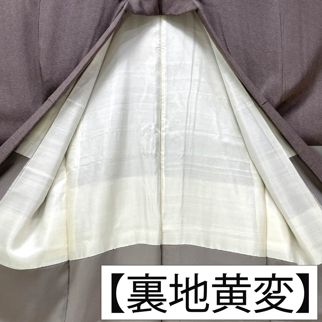 男物 正絹 Sランク 身丈137cm 裄丈67cm 椎鈍色（しいにびいろ） ちりめん地 江戸小紋 染め 袷 茶系 1119002442314
