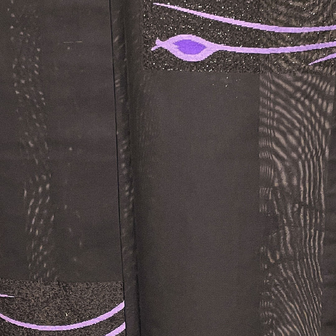 Summer pure silk tsumugi length 155cm sleeve length 62.5cm abstract pattern gauze rank S black 1132000932310