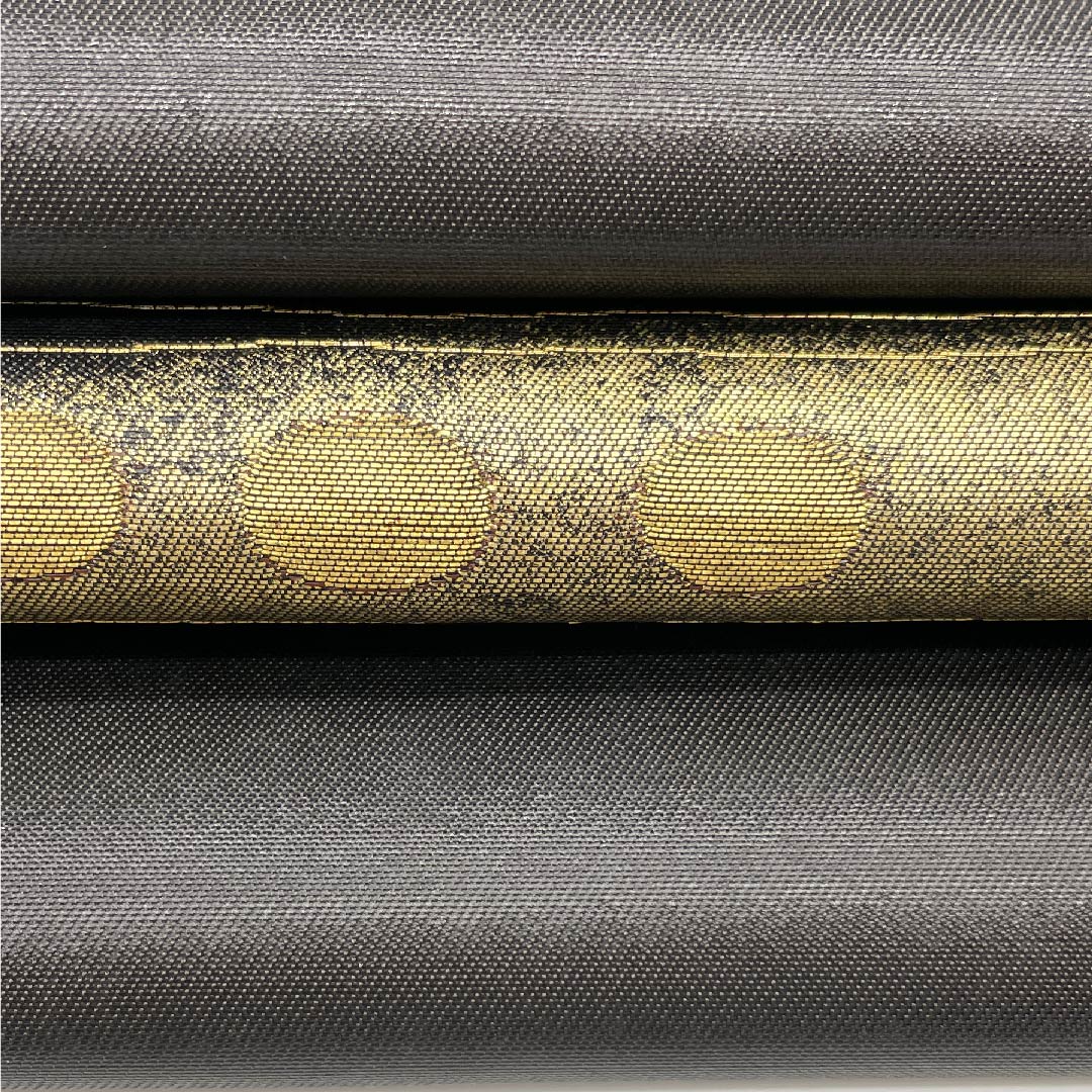 Fukuro Obi (black-gray obi) with abstract patterns, Kano Yuki, obi length 436cm, pure silk, S rank, point pattern, semi-formal, black, 1123008872310