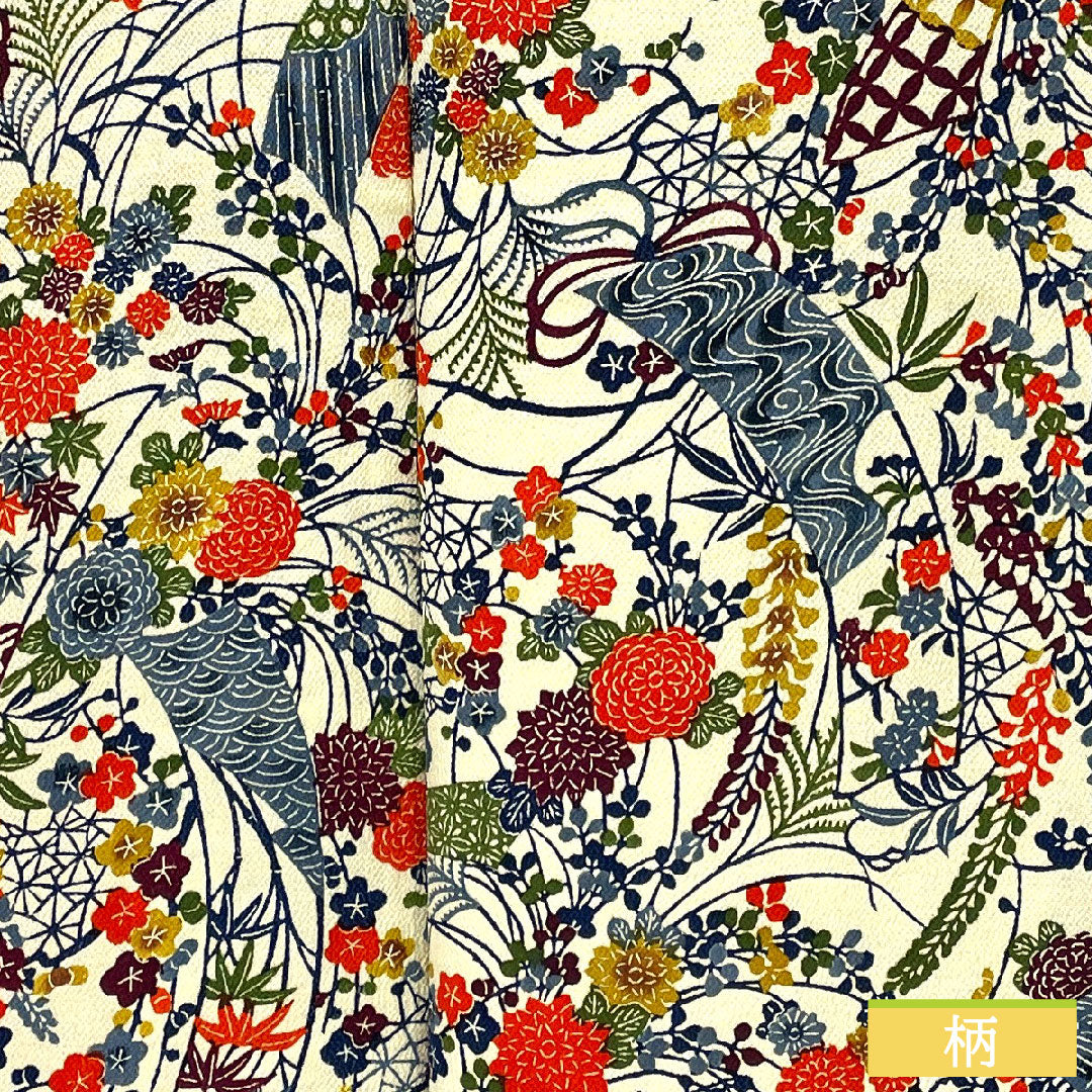 小紋 正絹 身丈154cm 裄丈63cm 袷 乳白色（にゅうはくしょく） 京紅型 吉祥文様 Bランク クリーム系 1115004844215