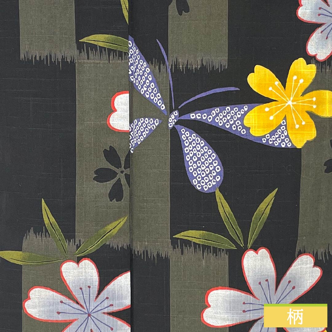 浴衣 木綿 身丈162.5cm 裄丈67cm Sランク 単衣 グラデーション系 鈍色（にびいろ） 桜 蝶 1118005252499