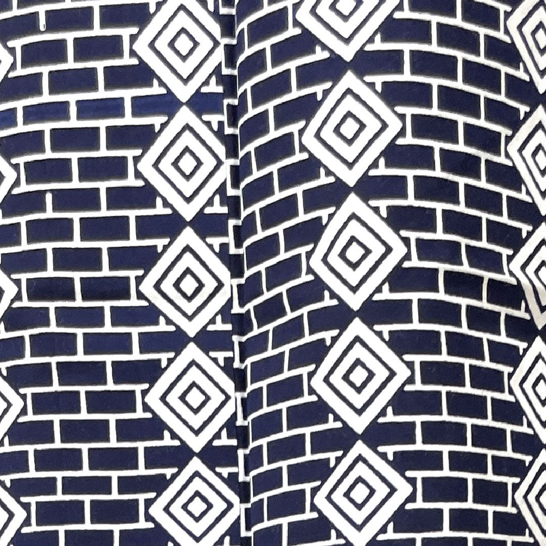 浴衣 しつけ糸付き 未使用品 男物 幾何学模様 木綿 Sランク 単衣 身丈135cm 裄丈67.5cm 紺系 1118002132118