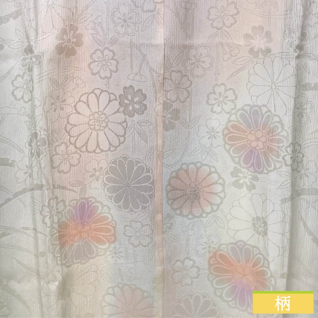 長襦袢 正絹 Sランク 身丈119cm 裄丈61.5cm 単衣 乙女色（おとめいろ） ボカシ染 菊 半衿付き ピンク系 1129000842113