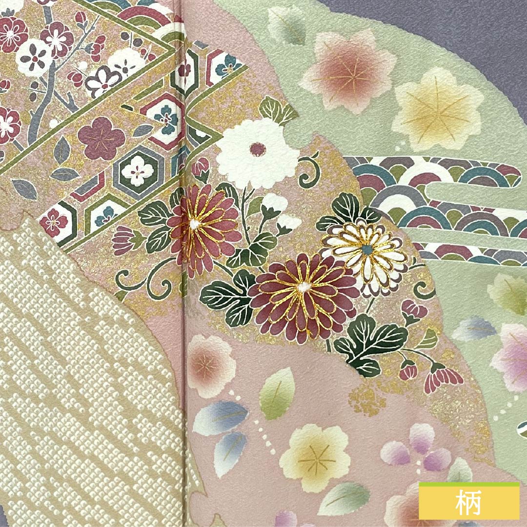 訪問着 正絹 Sランク 袷 身丈155cm 裄丈66cm 薄鼠色（うすねずいろ） 貴族鼠色（きぞくねずいろ） 京友禅 草花 グレー系 1112006312322