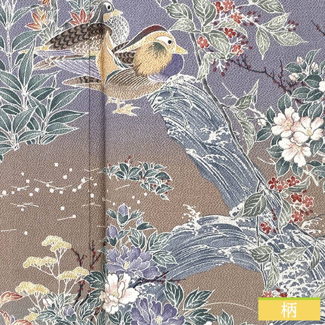 リサイクル着物】小紋 正絹 身丈160.5cm 裄丈64cm 袷 花鳥模様
