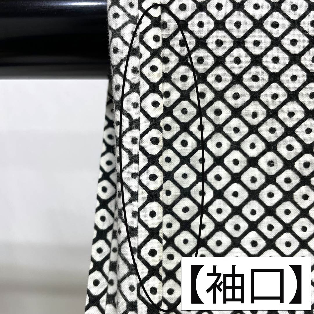 浴衣 木綿 Aランク 身丈152.5cm 裄丈66cm 染め疋田 束ね熨斗 単衣 モノトーン 1118007473227
