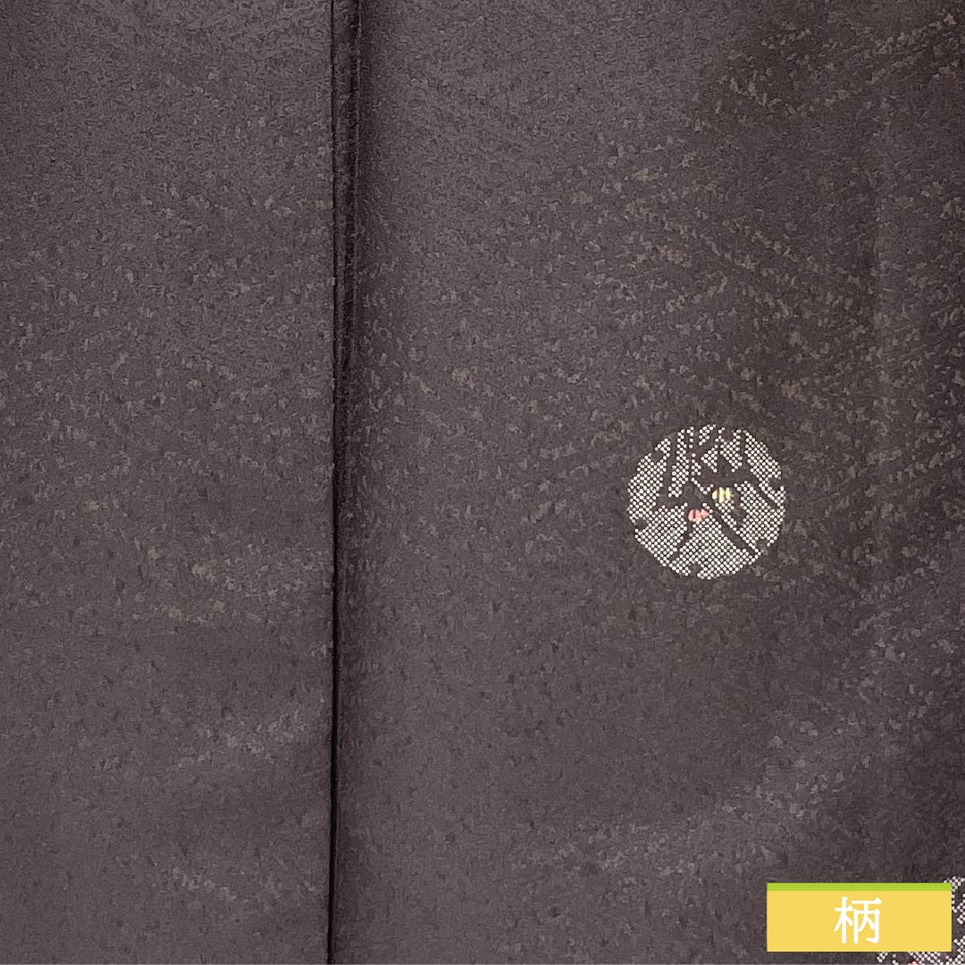 小紋 ポリエステル 身丈164.5cm 裄丈65.5cm 単衣 紫烏色（しうしょく） 雪輪 花びら 洗える着物 Sランク 紫系 1115006062420