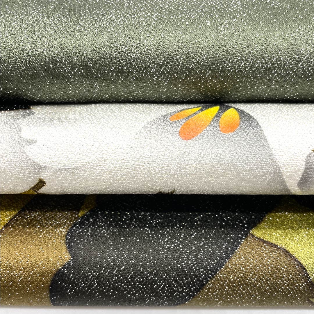 Fukuro Obi (Japanese sash) in Shimamatsu Nezuiro (Shimamatsu gray) by Yusuke Tange, Moonflower, silver thread, obi length 450cm, pure silk, S rank, point pattern, semi-formal, green, 1123007872319