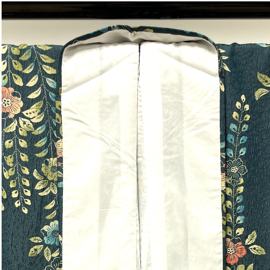 Small pattern, Length 161cm, Sleeve length 64.5cm, Awase, Iron color, Washable kimono, Tsujigahana, Polyester, S rank, Green, 1115002612419