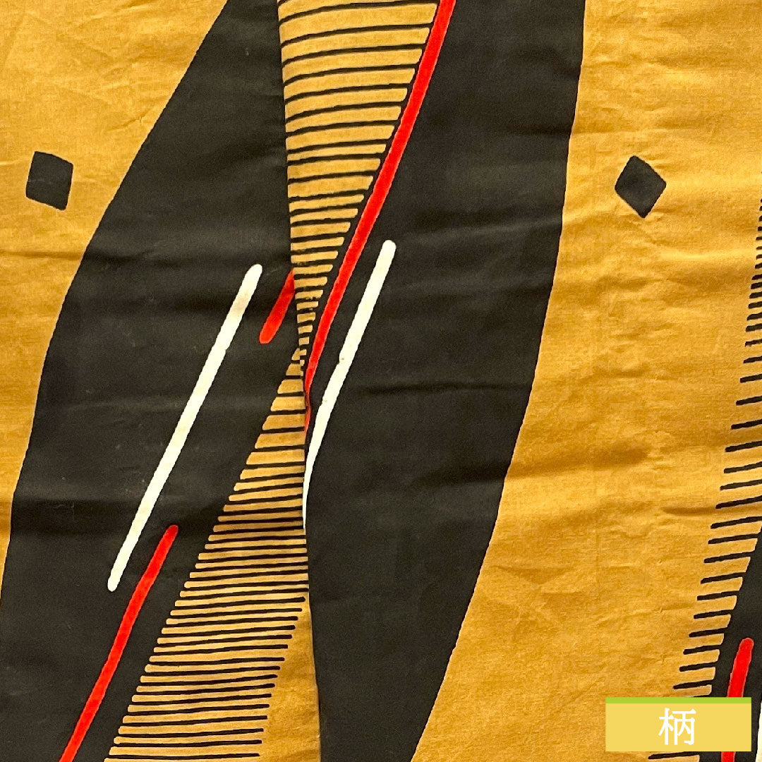 Yukata Cotton Length 163.5cm Sleeve length 62.5cm A rank Single layer Brown Fox color Geometric pattern 1118004843414