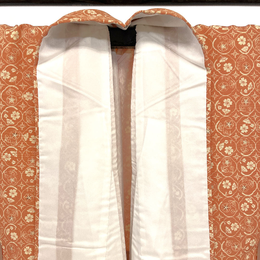 小紋 身丈155cm 裄丈63cm 袷  小花模様 洗える着物  ポリ Sランク ピンク系 1115000802313