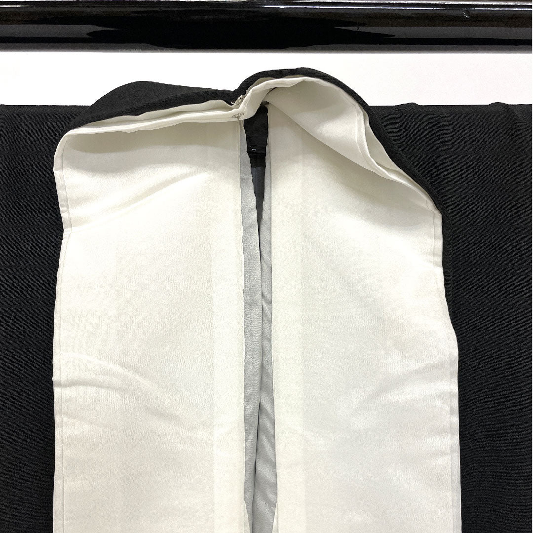 黒留袖 身丈165cm 裄丈65cm 袷 几帳 吉祥文様 丸に二つ引き 正絹 Bランク 五つ紋 黒系 1111000324510