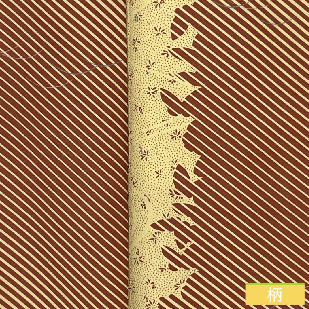 小紋 ポリエステル 身丈166.5cm 裄丈67.5cm 袷 魚子黄色（ぎょしこういろ） 抽象模様 洗える着物 Sランク 黄系 1115006212523