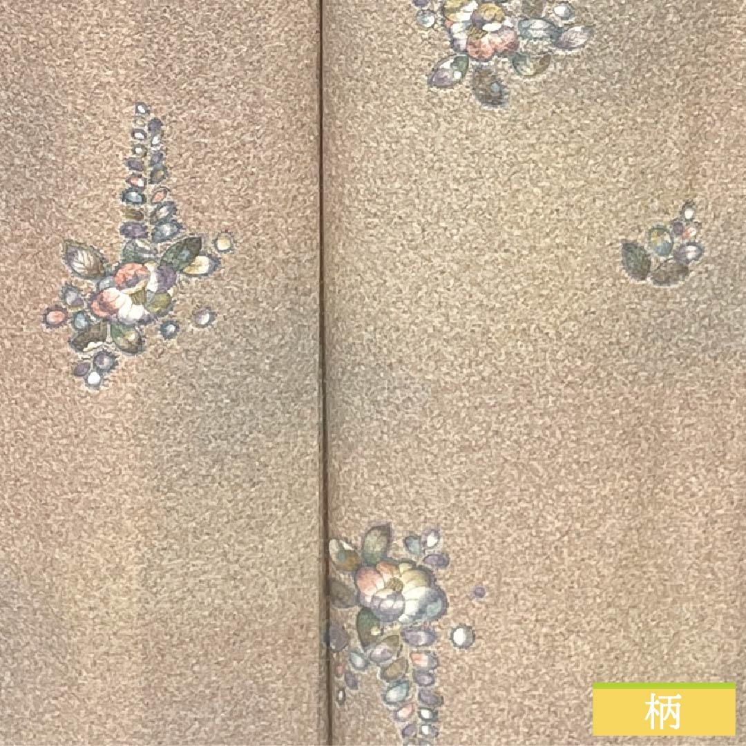 小紋 正絹 Aランク 身丈163.5cm 裄丈65.5cm 袷 胡桃色（くるみいろ） 辻ヶ花 タタキ染 ベージュ系 1115006343425
