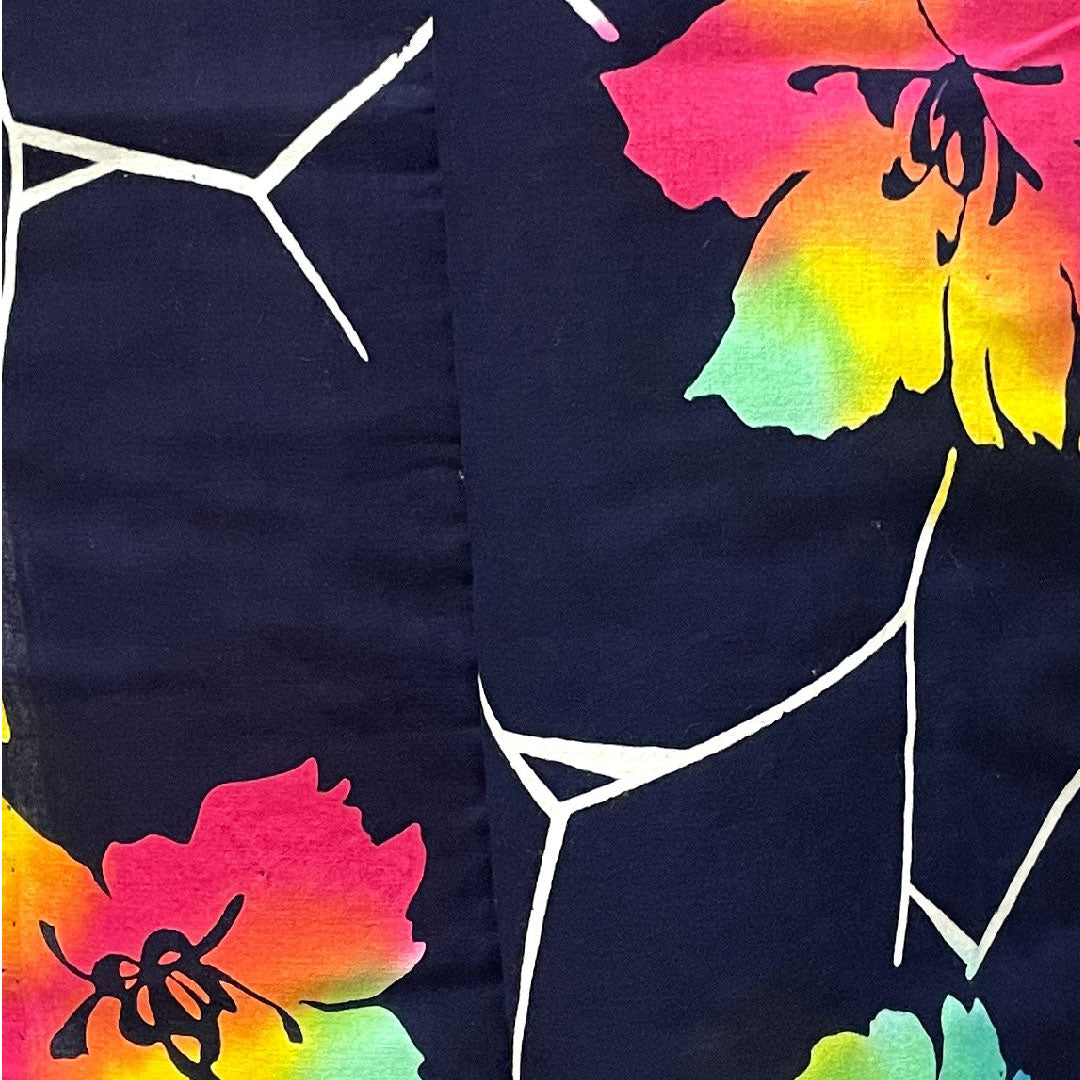 浴衣 濃紺色 抽象花 木綿 Sランク 単衣 身丈152cm 裄丈63.5cm 紺系 1118003392218