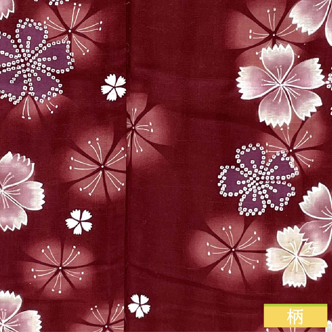 浴衣 木綿 身丈164cm 裄丈65cm Sランク 単衣 赤系 深緋色（ふかきあけいろ） 撫子 1118006412412